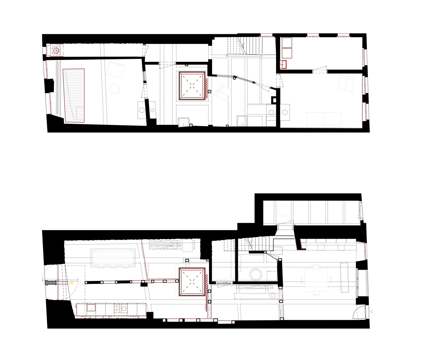 Grundrissdarstellung vom 1. Obergeschoss und Erdgeschoss des Herrenrains.