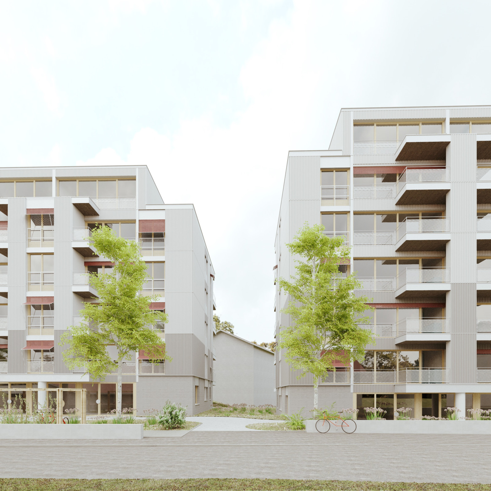 Visualisierung der Merkurstrasse in Richtung Wohnhäuser